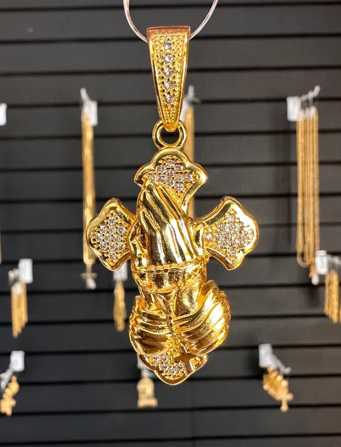 Pingente Cruz M Banhado a Ouro 18k